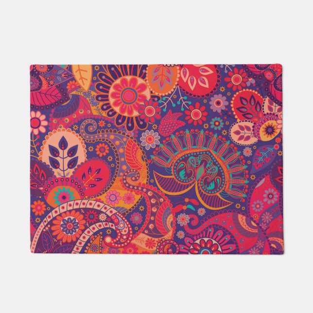 Colorful Bohemian Boho MOD Hippy Chic Pattern Deurmat (Voorkant)