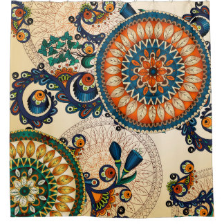 Colorful Bohemian Boho MOD Hippy Chic Pattern Douchegordijn