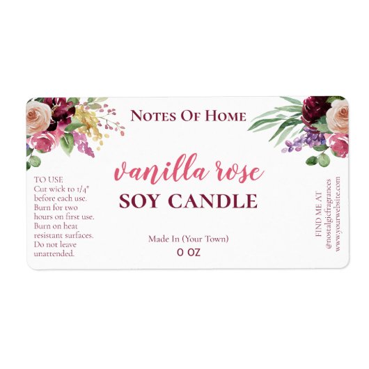 Colorful Bohemian Floral Candle Labels (Voorkant)