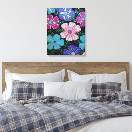 Colorful Bohemian Floral Canvas Afdruk (Insitu (Slaapkamer))