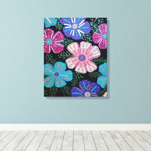 Colorful Bohemian Floral Canvas Afdruk (Insitu (Houten vloer))