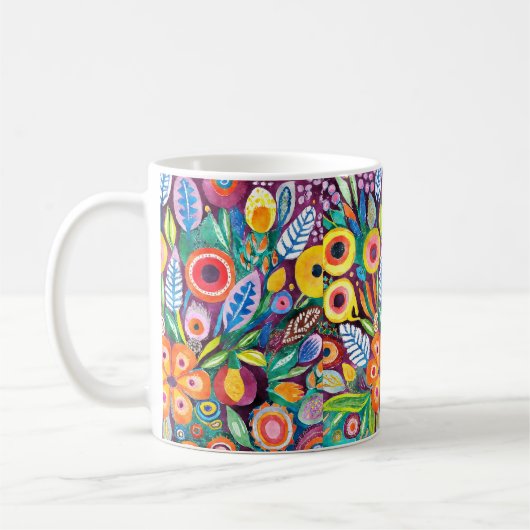 Colorful Bohemian Floral Koffiemok (Links)