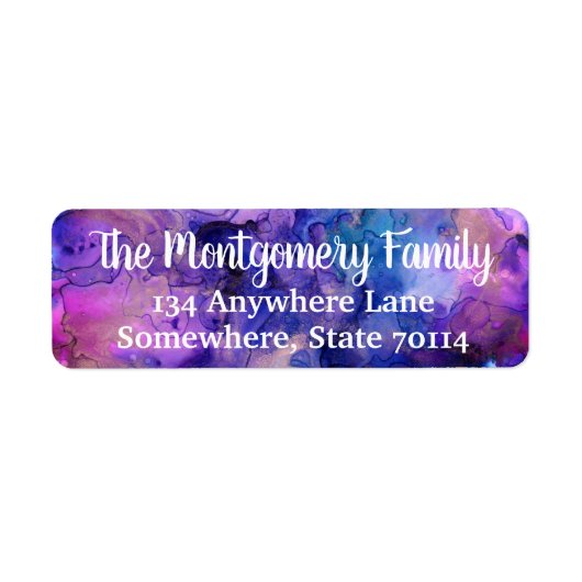 Colorful Bohemian Ink Splatter & Family Name Etiket (Voorkant)