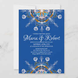 Colorful Bohemian Mandala Blue Boho Wedding Kaart
