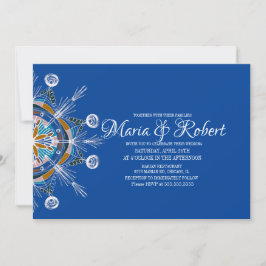 Colorful Bohemian Mandala Blue Wedding Invitation Kaart