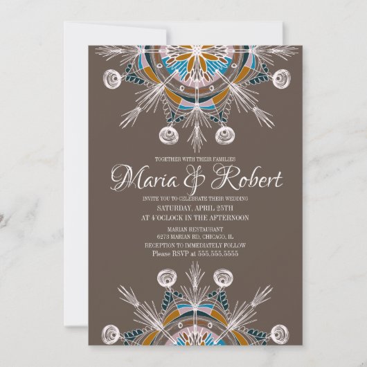 Colorful Bohemian Mandala Brown Boho Wedding Kaart (Voorkant)