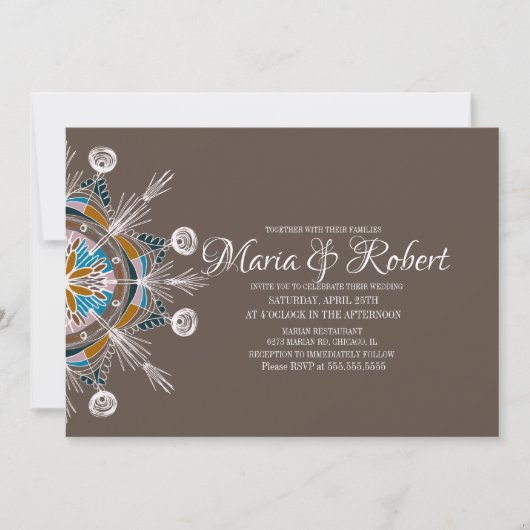 Colorful Bohemian Mandala Wedding Invitation Kaart (Voorkant)