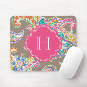 Colorful Bohemian Paisley Henna Custom Monogram Muismat