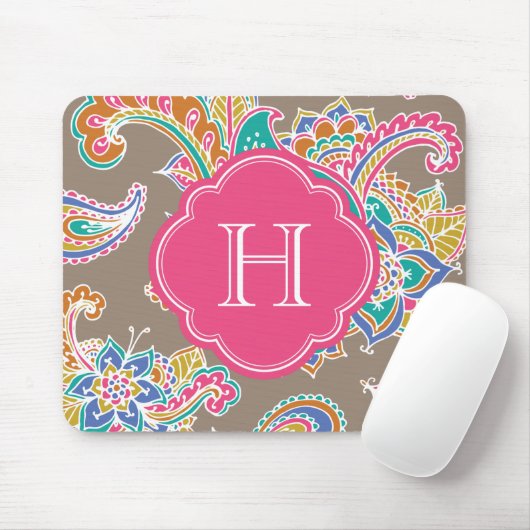 Colorful Bohemian Paisley Henna Custom Monogram Muismat (Met muis)