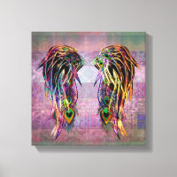 Colorful Bohemian Peacock Feather Angel Wings