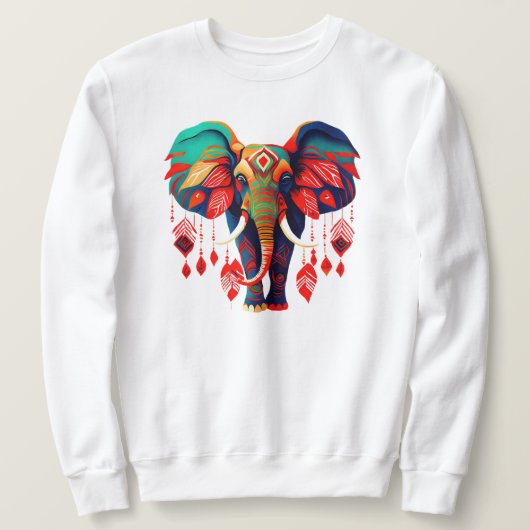 Colorful Bohemian Style Elephant Trui (Design voorkant)