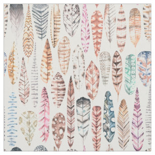 Colorful Bohemian Tribal Waterverf Feathers Stof