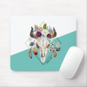 Colorful boho bloemen geometrische schedel muismat (Met muis)