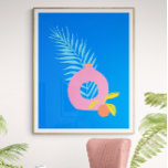 Colorful Boho Botanical Fruit Art in Blue Poster<br><div class="desc">Colorful Boho Botanical Fruit Art in Blue Poster</div>
