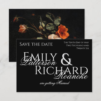 Colorful Boho Chic Black Floral Save The Date RSVP Kaartje