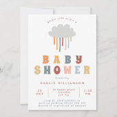 Colorful Boho Cloud Rainbow Raindrops Baby shower Kaart (Voorkant)