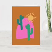 Colorful Boho Desert Cactus Art Illustratie Notitiekaartje (Voorkant)