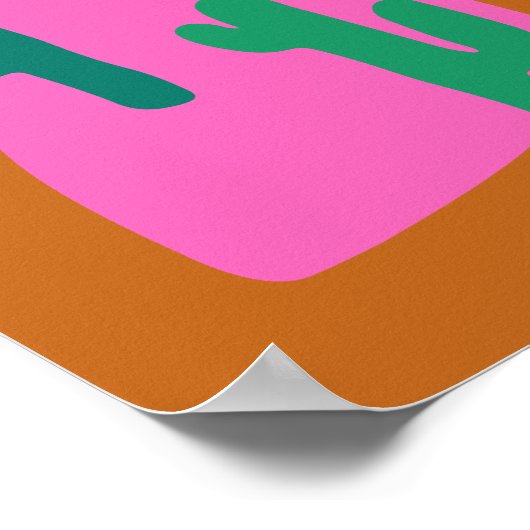 Colorful Boho Desert Cactus Art Illustratie Poster (Hoek)