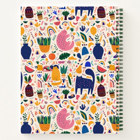 Colorful Boho Desert Cats Patroonnaam Notitieboek (Achterkant)