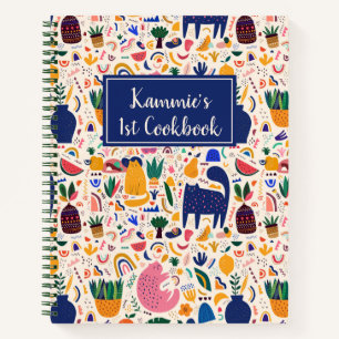 Colorful Boho Desert Cats Pattern Kinder Cookbook Notitieboek