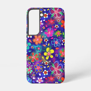 Colorful Boho Doodle Flowers Samsung Galaxy Hoesje