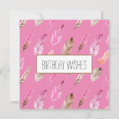 Colorful Boho Feathers Happy Birthday Kaart (Voorkant)