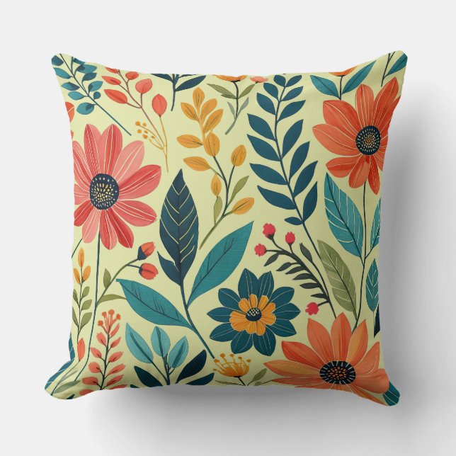 Colorful Boho Floral Kussen (Voorkant)