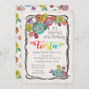 Colorful Boho Floral Mexican Fiesta Birthday Kaart