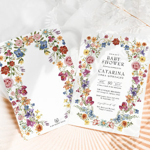 Colorful Boho Flowers Baby shower Kaart