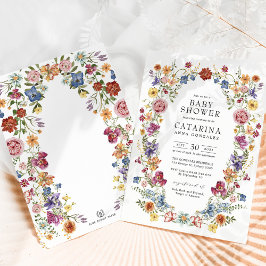 Colorful Boho Flowers Baby shower Kaart