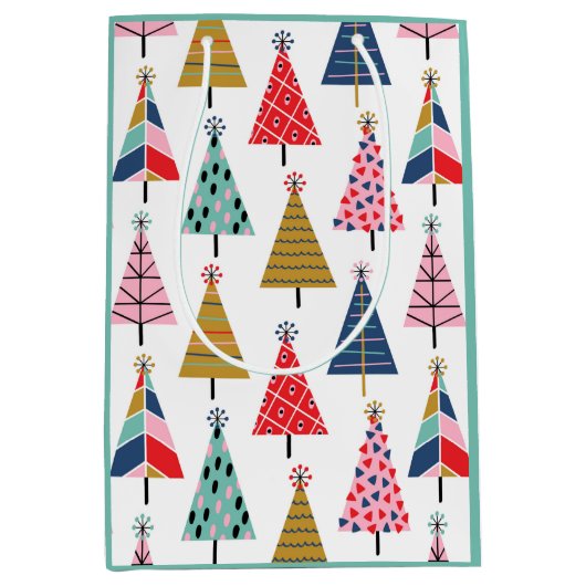 Colorful Boho kerstbomen Medium Cadeauzakje (Voorkant)