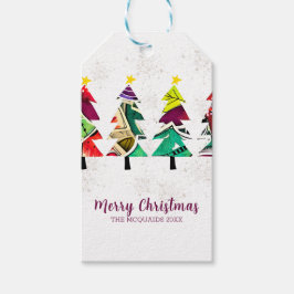 Colorful Boho kerstbomen Pattern Cadeaulabel