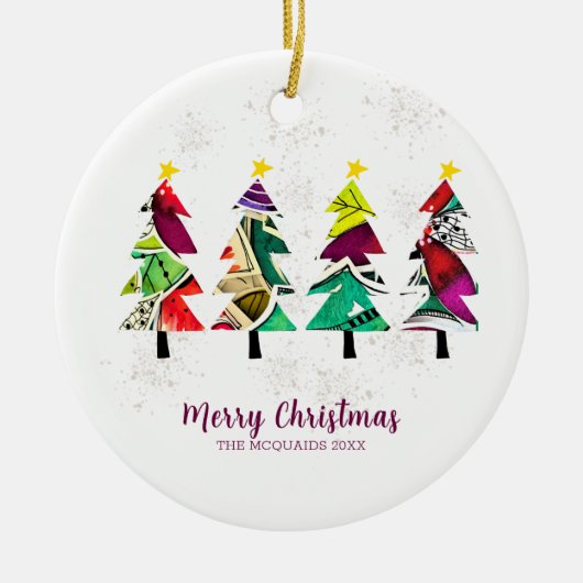 Colorful Boho kerstbomen Pattern Keramisch Ornament (Voorkant)