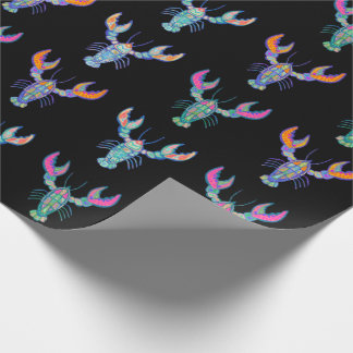 Colorful Boho Lobsters Patroon Black Cadeaupapier