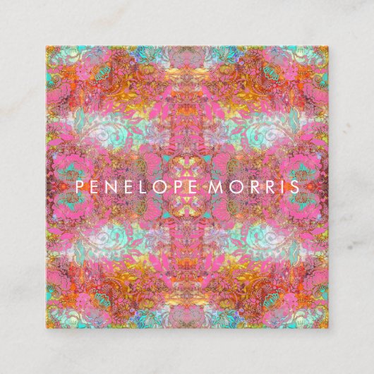 Colorful Boho Makeup Artist Vierkante Visitekaartje (Voorkant)