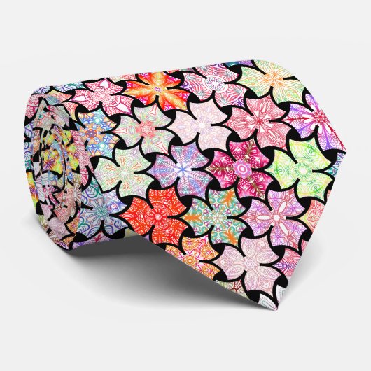 Colorful Boho Mandala Pattern Stropdas (Opgerold)