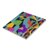 Colorful boho modern abstract blauw rood patroon tegeltje (Zijkant)