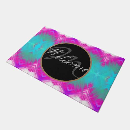 Colorful Boho Monogramed Welcome Deurmat (Schuin)