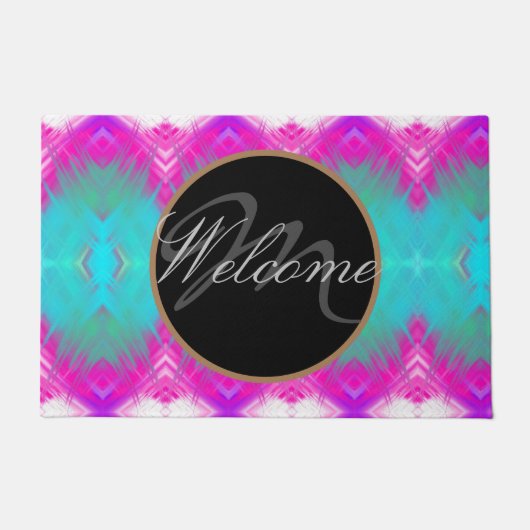 Colorful Boho Monogramed Welcome Deurmat (Voorkant)
