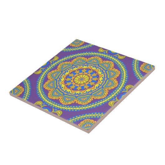 Colorful Boho Moroccan Ceramic Tile Tegeltje (Zijkant)