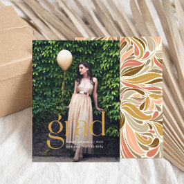 Colorful Boho Pattern Photo Afstuderen Invitation Kaart