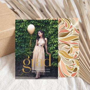 Colorful Boho Pattern Photo Afstuderen Invitation Kaart