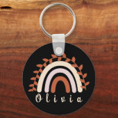 Colorful Boho Rainbow met een persoonlijke naam Sleutelhanger (Voorkant)