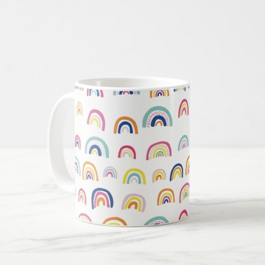 Colorful Boho Rainbow Patroon Koffiemok (Voorkant links)