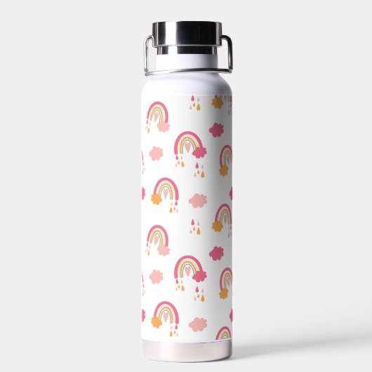 Colorful Boho Rainbow Pattern, gepersonaliseerd Waterfles (Achterkant)