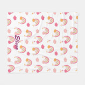 Colorful Boho Rainbow Pattern Name Persoonlijk Fleece Deken (Voorkant (Horizontaal))