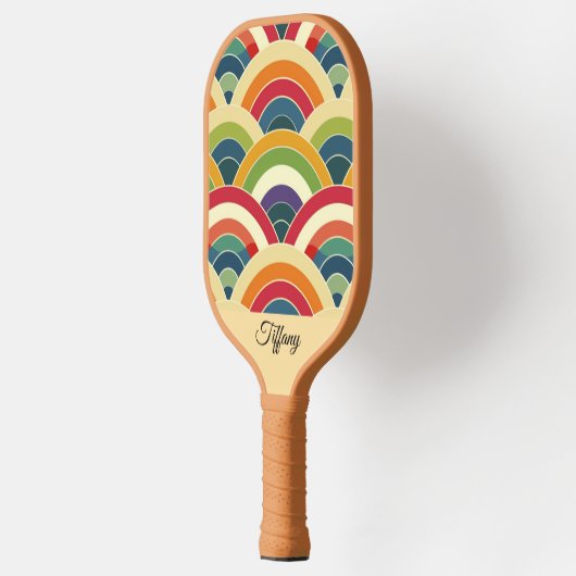 Colorful Boho Rainbow Pickleball Paddle (Links)