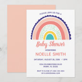 Colorful Boho Rainbow Scalloped Dotted Baby shower Kaart (Voorkant / Achterkant)