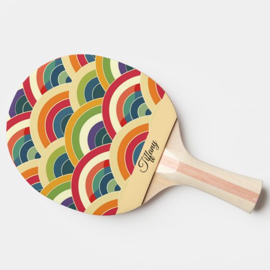 Colorful Boho Rainbow Tafeltennisbatje (Zijkant)