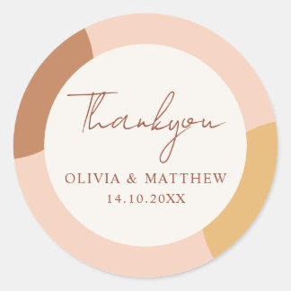 Colorful Boho Retro Arches Thank You Wedding Ronde Sticker